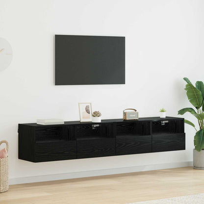 vidaXL TV-Wandregale 2 pcs Schwarz Eichen-Optik 80 x 30 x 30 cm