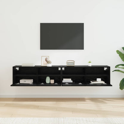 vidaXL TV-Wandregale 2 pcs Schwarz Eichen-Optik 80 x 30 x 30 cm