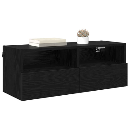 vidaXL TV-Wandregale 2 pcs Schwarz Eichen-Optik 80 x 30 x 30 cm