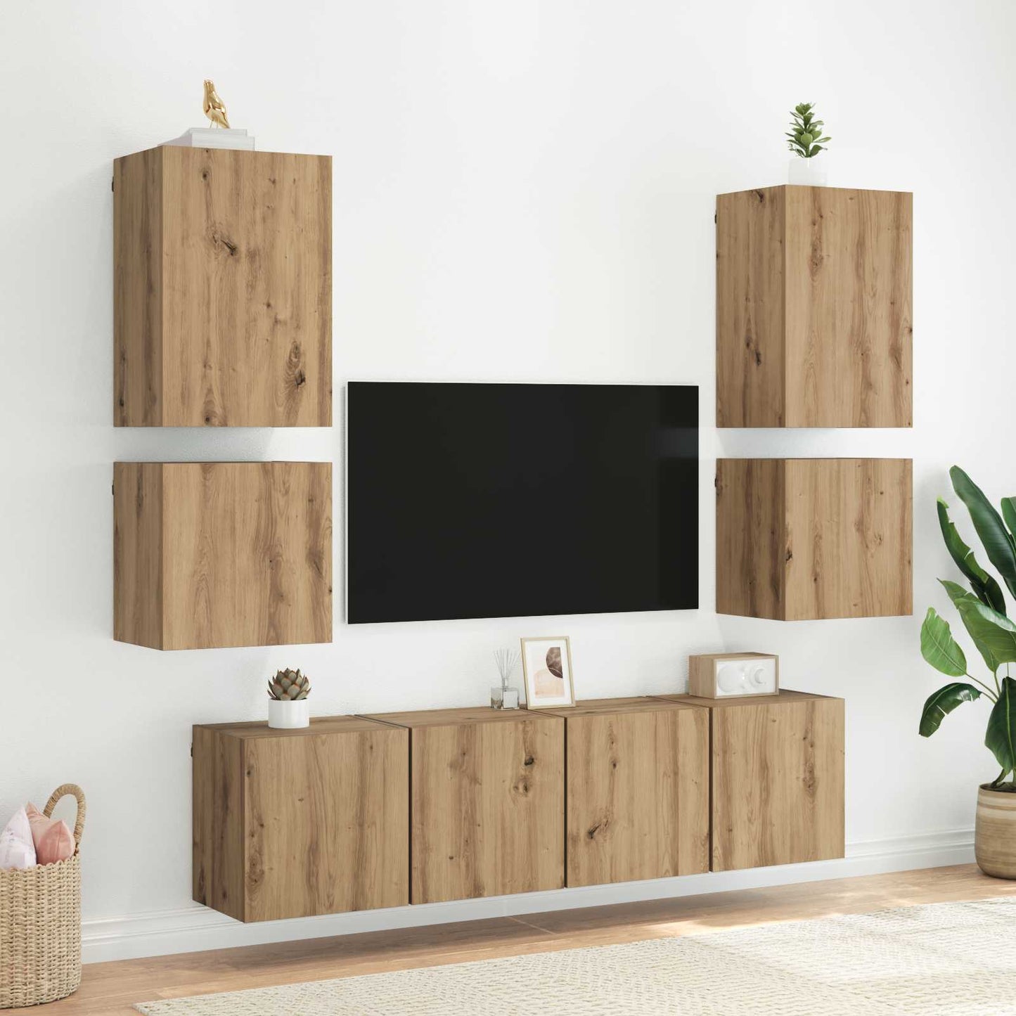 vidaXL TV-Wandregale 2 pcs Artisan-Eiche 40,5x30x40cm Holzwerkstoff