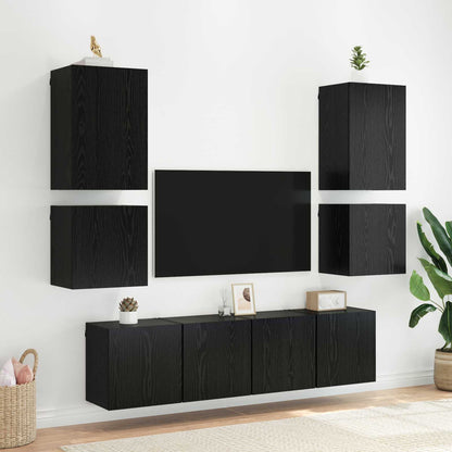 vidaXL TV-Wandregale 2 pcs Schwarz Eichen-Optik 40,5x30x40cm