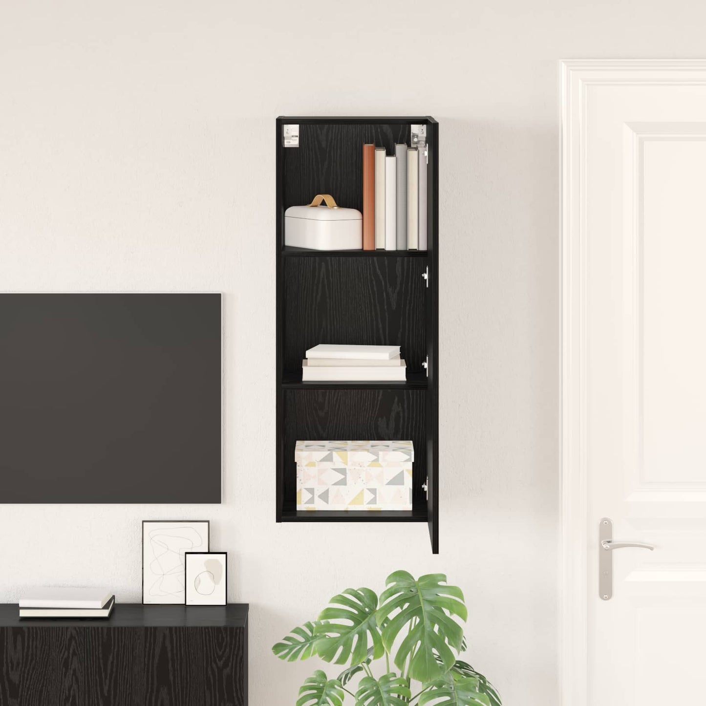 vidaXL TV-Wandschrank Schwarz Eichen-Optik 40,5 x 30 x 102 cm