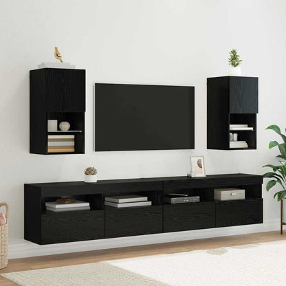 vidaXL Wandmontierte TV-Schränke 2 pcs Schwarz Eichen-Optik