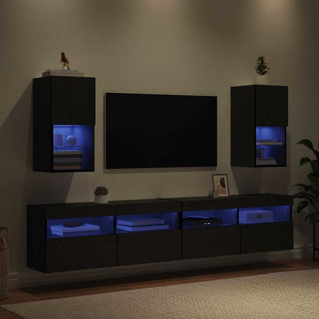 vidaXL Wandmontierte TV-Schränke 2 pcs Schwarz Eichen-Optik