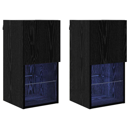 vidaXL Wandmontierte TV-Schränke 2 pcs Schwarz Eichen-Optik