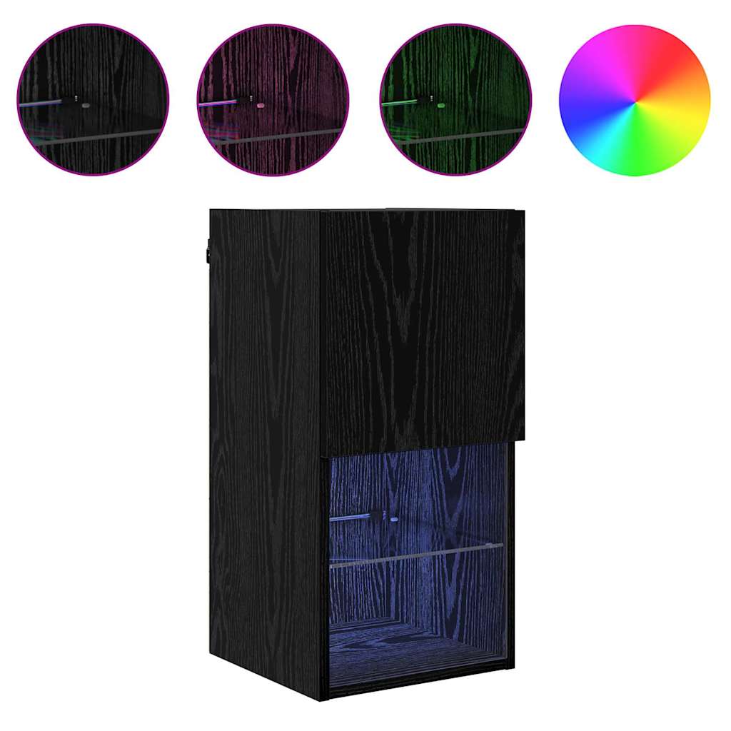 vidaXL Wandmontierte TV-Schränke 2 pcs Schwarz Eichen-Optik