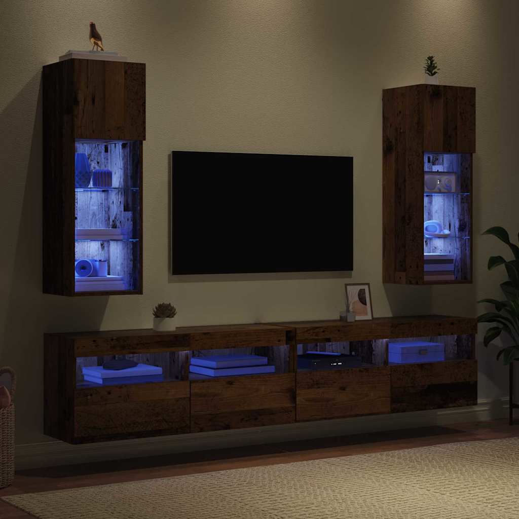 vidaXL Meubles TV muraux 2 pcs en bois de récupération 30,5 x 30 x 90 cm