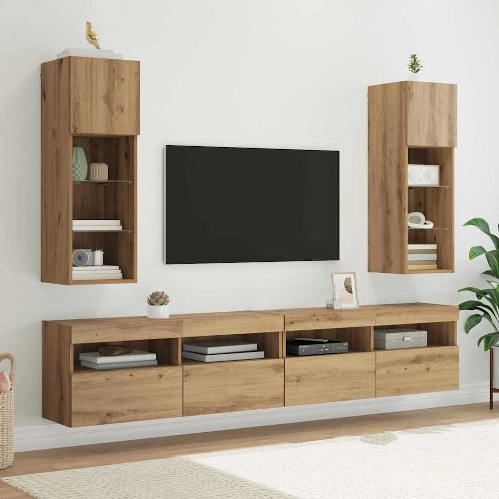 vidaXL Meubles TV muraux 2 pcs Chêne artisan 30,5 x 30 x 90 cm