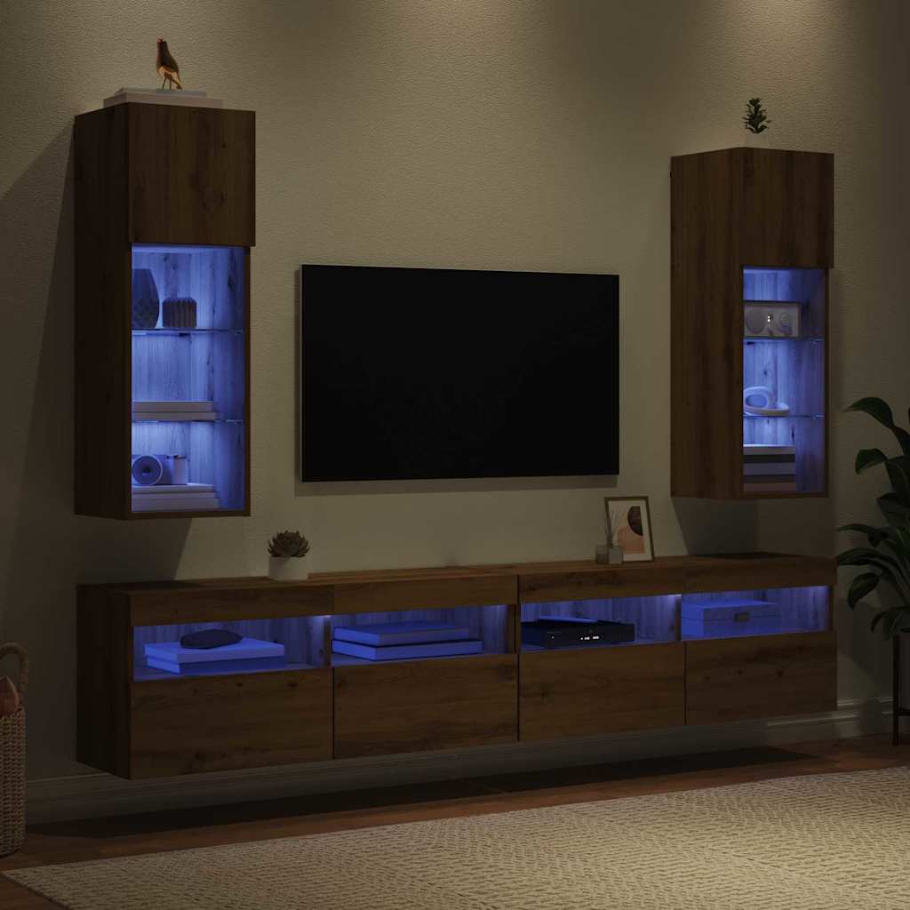 vidaXL Meubles TV muraux 2 pcs Chêne artisan 30,5 x 30 x 90 cm