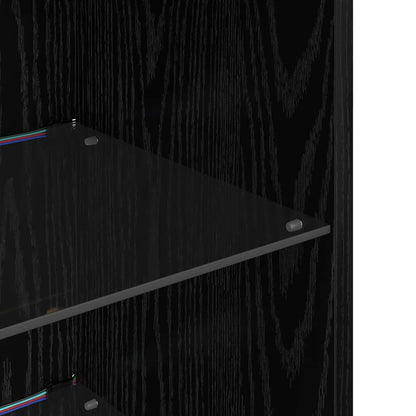vidaXL Meuble TV mural noir aspect chêne en bois d'ingénierie