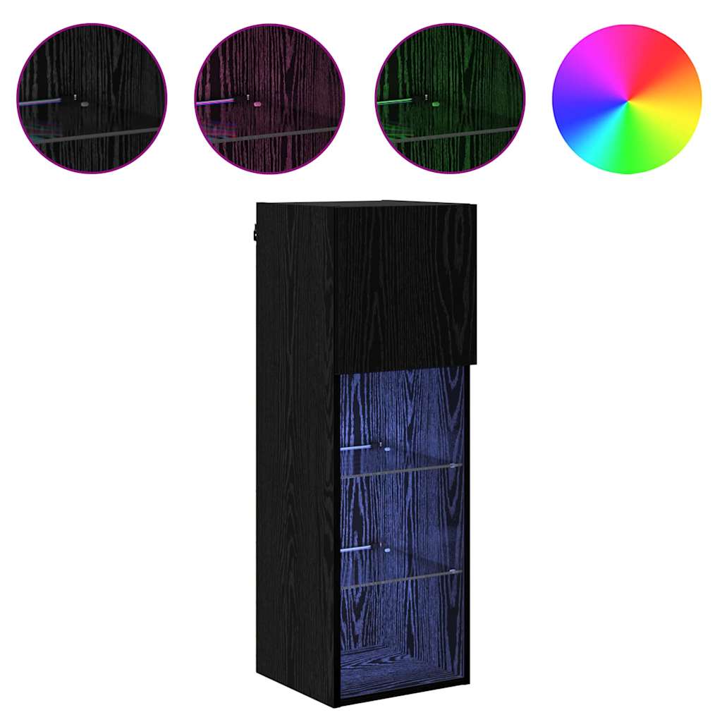 Wandmontierter TV-Schrank Schwarz Eichen-Optik Holzwerkstoff