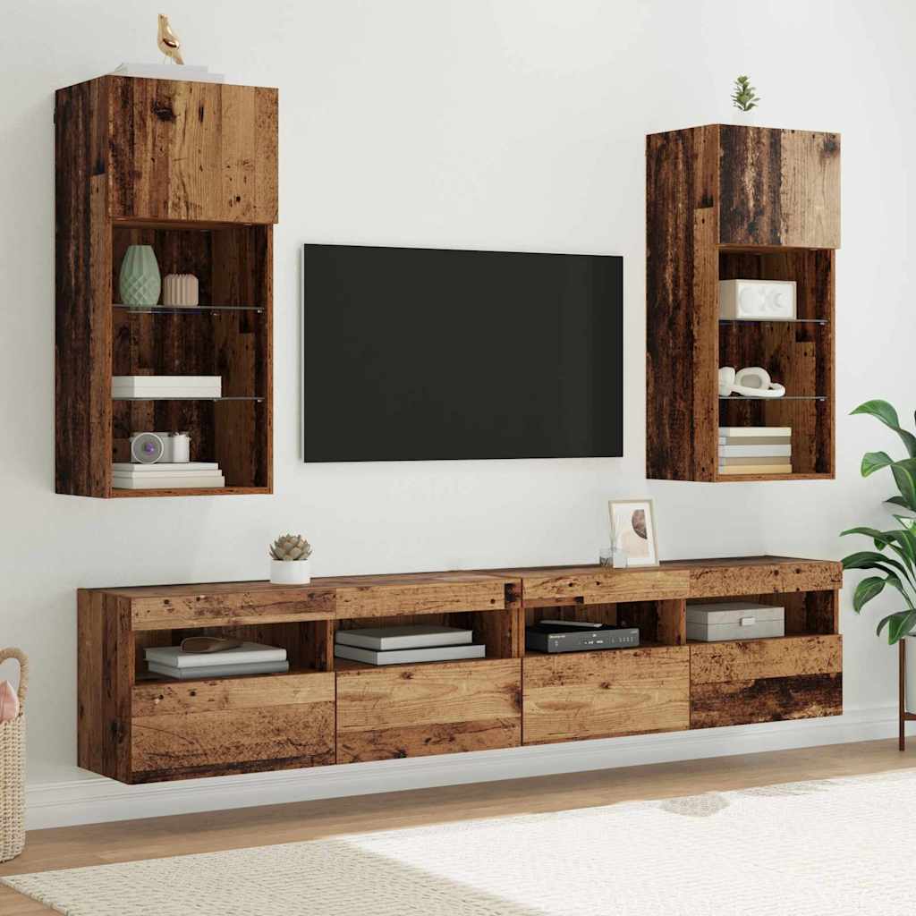 vidaXL Meubles TV muraux 2 pcs Bois de récupération 40,5 x 30 x 90 cm