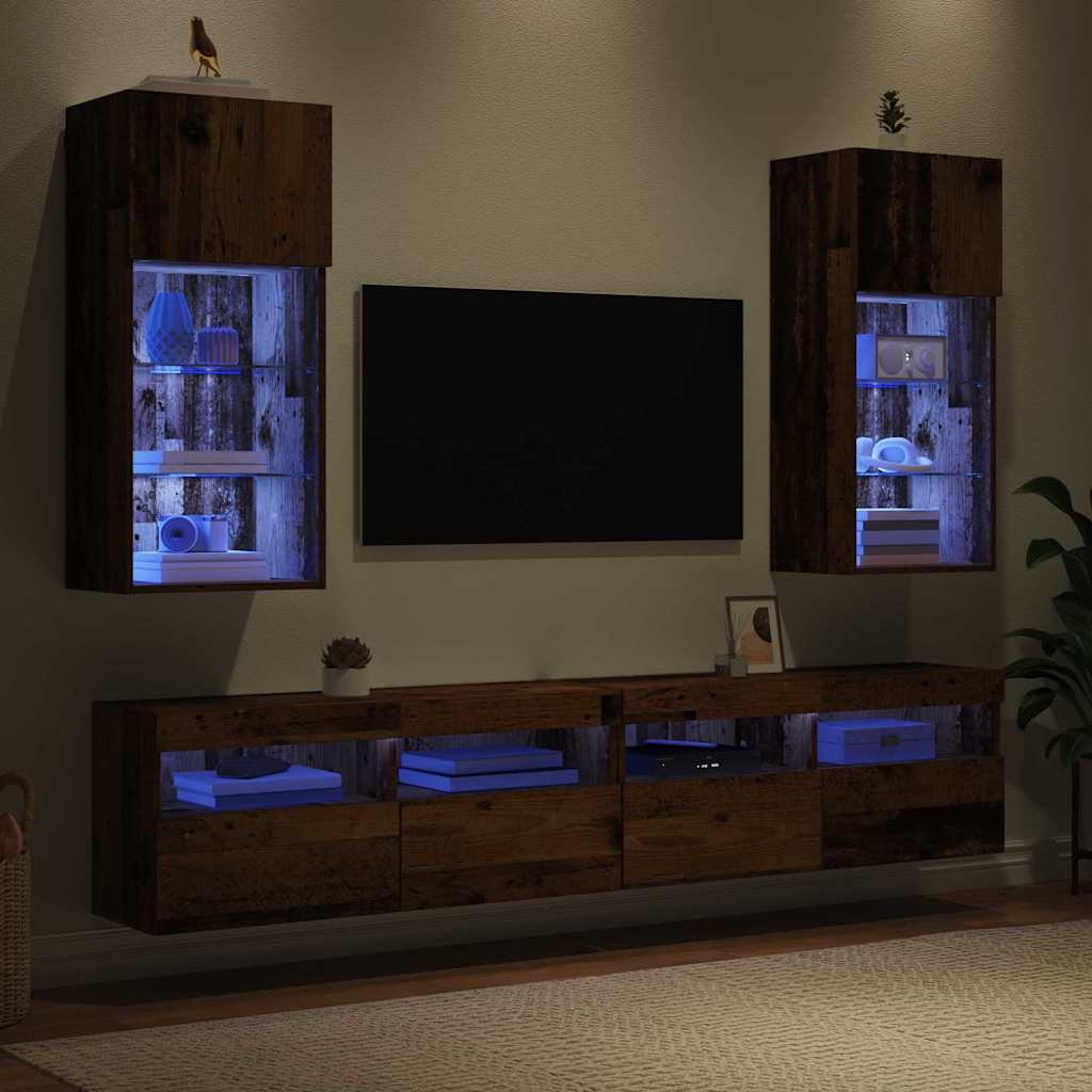 vidaXL Meubles TV muraux 2 pcs Bois de récupération 40,5 x 30 x 90 cm