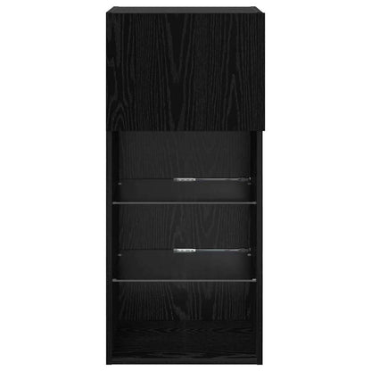 Wandmontierter TV-Schrank Schwarz Eichen-Optik Holzwerkstoff