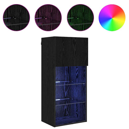 Wandmontierter TV-Schrank Schwarz Eichen-Optik Holzwerkstoff