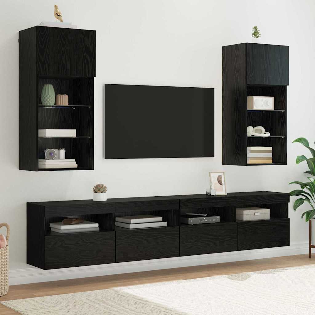 vidaXL Wandmontierte TV-Schränke 2 pcs Schwarz Eichen-Optik