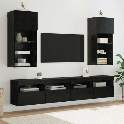 vidaXL Wandmontierte TV-Schränke 2 pcs Schwarz Eichen-Optik