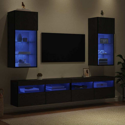 vidaXL Wandmontierte TV-Schränke 2 pcs Schwarz Eichen-Optik