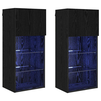 vidaXL Wandmontierte TV-Schränke 2 pcs Schwarz Eichen-Optik