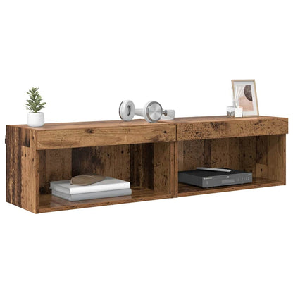 vidaXL TV-Schrankset mit LED Wandmontiert Altholz Holzwerkstoff