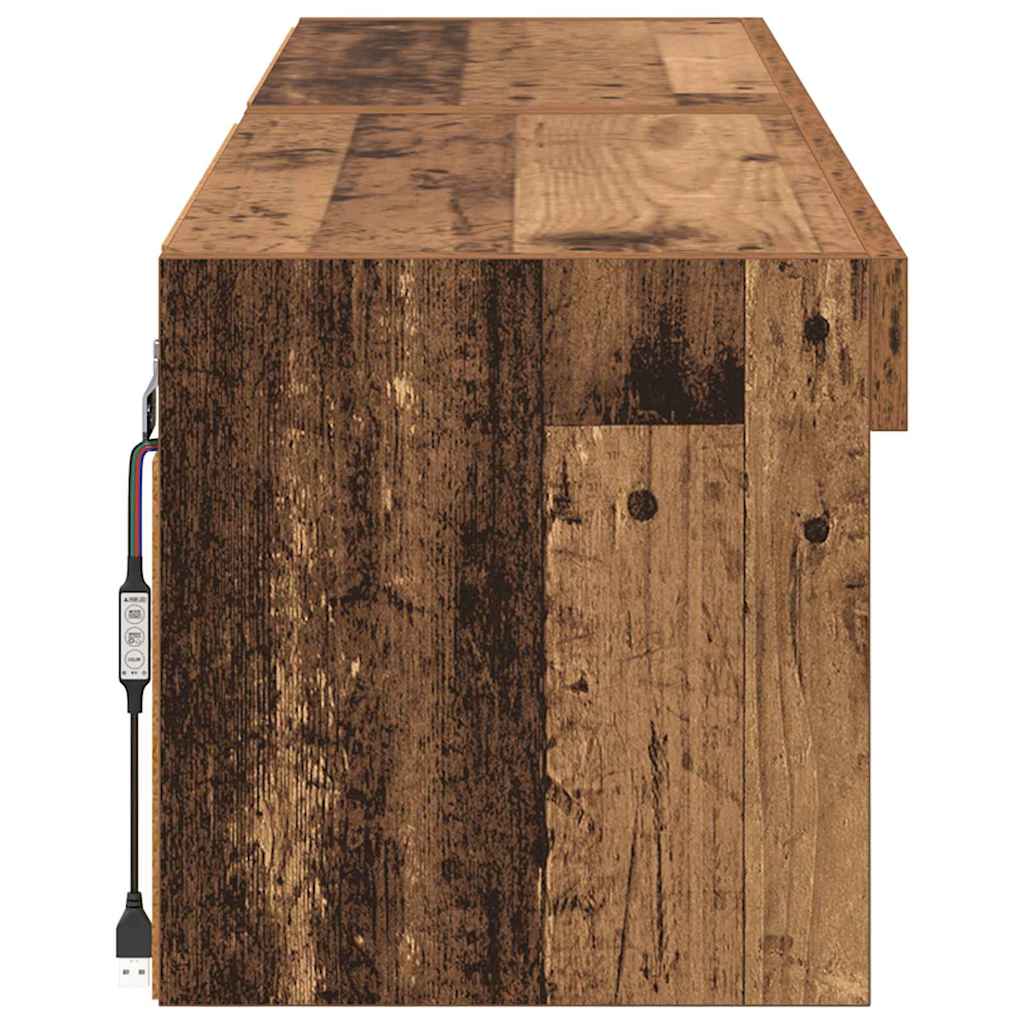 vidaXL TV-Schrankset mit LED Wandmontiert Altholz Holzwerkstoff