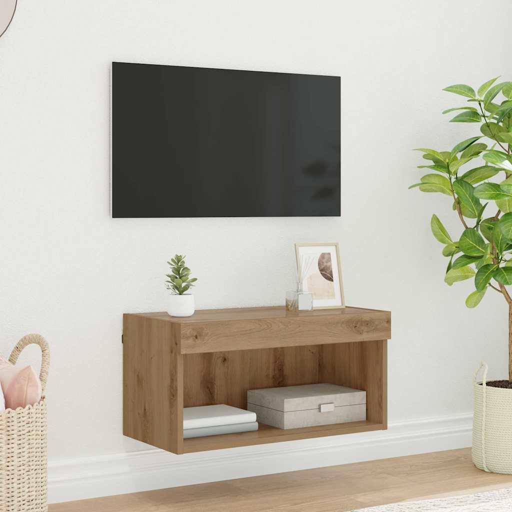 vidaXL TV-Schrankset mit LED Wandmontiert Artisan-Eiche Holzwerkstoff