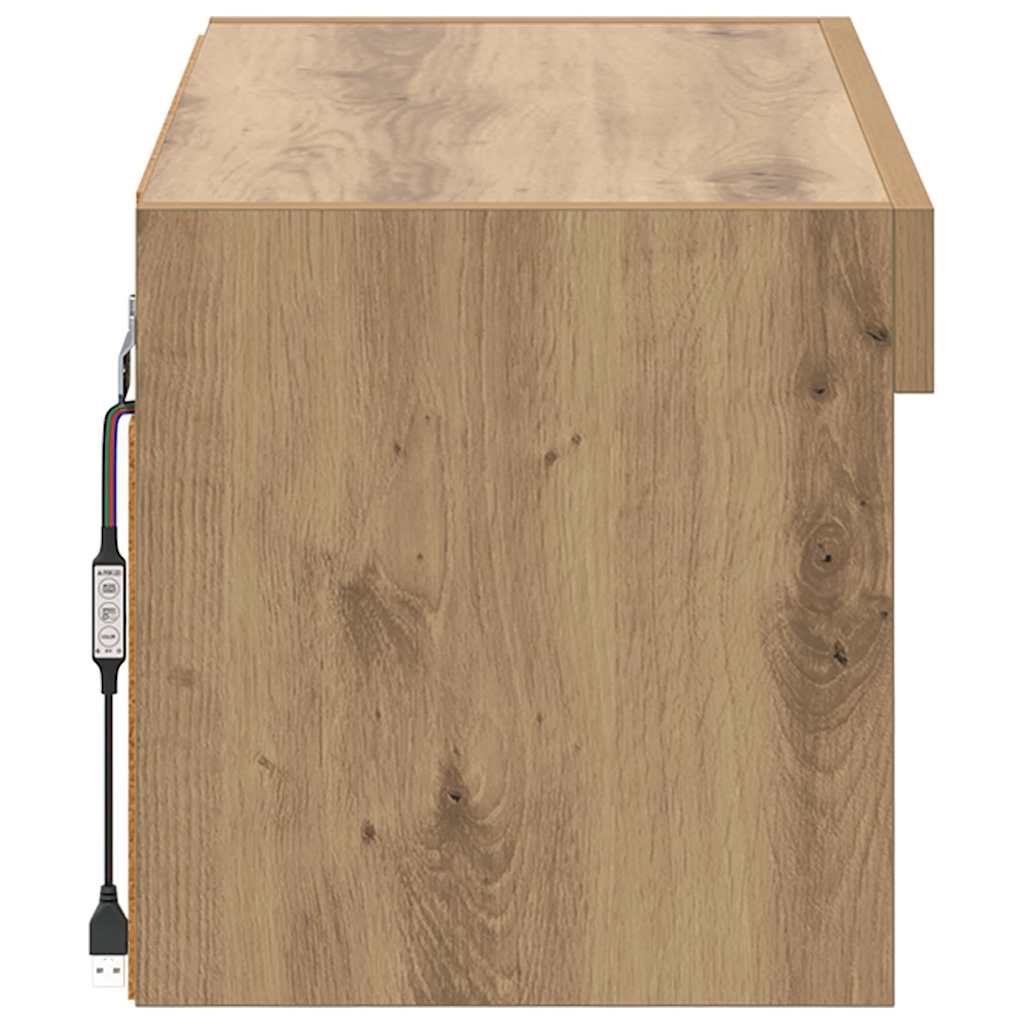vidaXL TV-Schrankset mit LED Wandmontiert Artisan-Eiche Holzwerkstoff