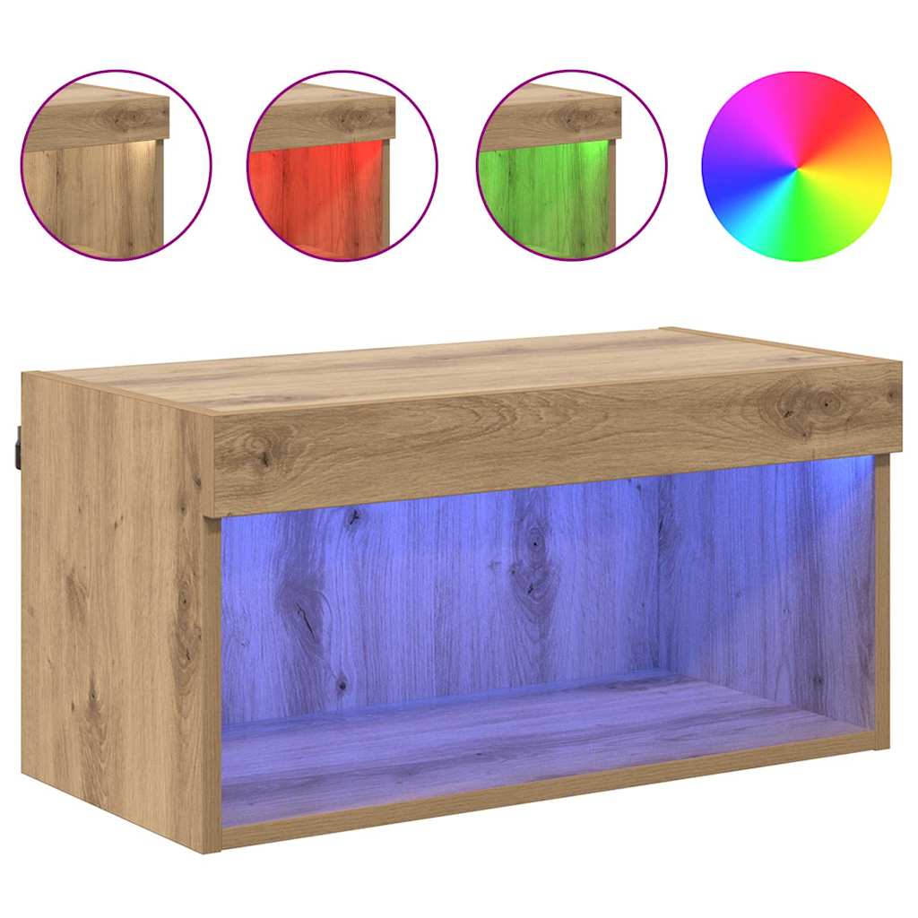 vidaXL TV-Schrankset mit LED Wandmontiert Artisan-Eiche Holzwerkstoff
