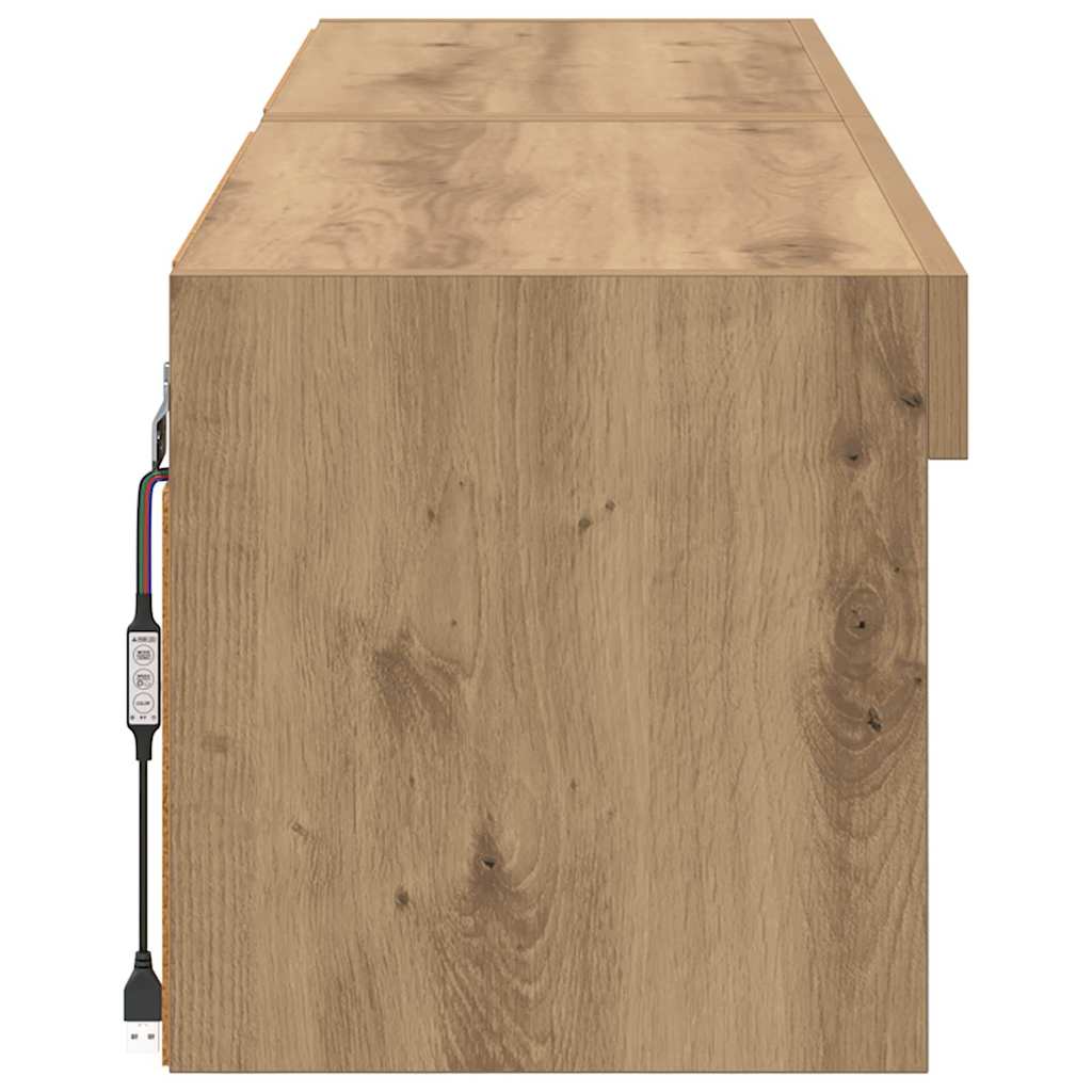 vidaXL TV-Schrankset mit LED Wandmontiert Artisan-Eiche Holzwerkstoff