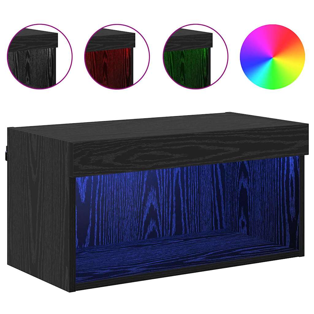 TV-Schrankset mit LED Schwarz Eichen-Optik Holzwerkstoff