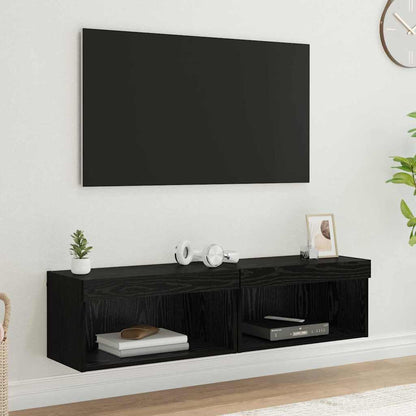 vidaXL TV-Schrankset mit LED Schwarz Eichen-Optik Holzwerkstoff