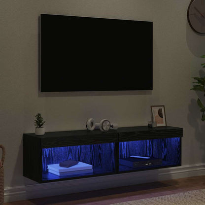 vidaXL TV-Schrankset mit LED Schwarz Eichen-Optik Holzwerkstoff