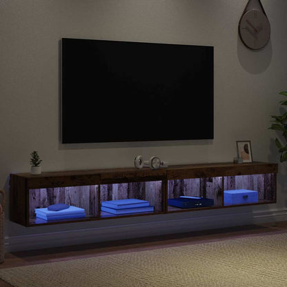 vidaXL TV-Schrankset mit LED Wandmontiert Altholz Holzwerkstoff