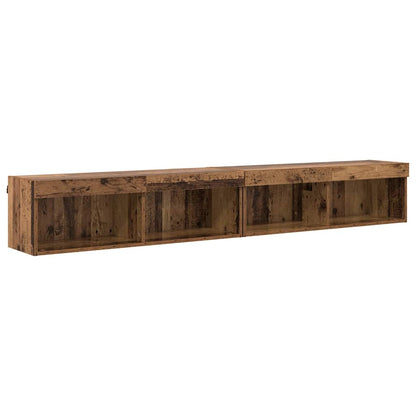 vidaXL TV-Schrankset mit LED Wandmontiert Altholz Holzwerkstoff