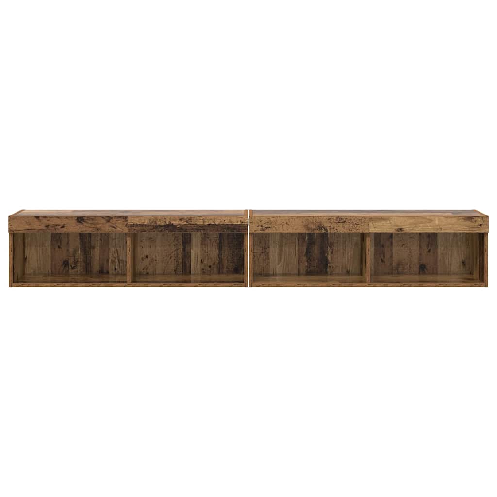 vidaXL TV-Schrankset mit LED Wandmontiert Altholz Holzwerkstoff