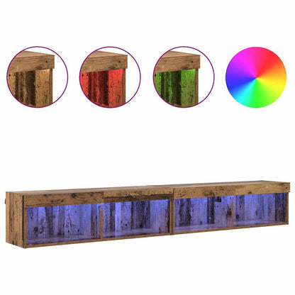vidaXL TV-Schrankset mit LED Wandmontiert Altholz Holzwerkstoff