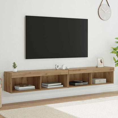 vidaXL TV-Schrankset mit LED Wandmontiert Artisan-Eiche Holzwerkstoff