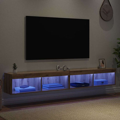 vidaXL TV-Schrankset mit LED Wandmontiert Artisan-Eiche Holzwerkstoff