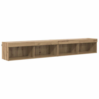 vidaXL TV-Schrankset mit LED Wandmontiert Artisan-Eiche Holzwerkstoff