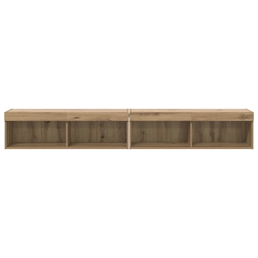 vidaXL TV-Schrankset mit LED Wandmontiert Artisan-Eiche Holzwerkstoff