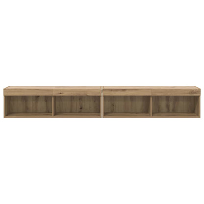 vidaXL TV-Schrankset mit LED Wandmontiert Artisan-Eiche Holzwerkstoff