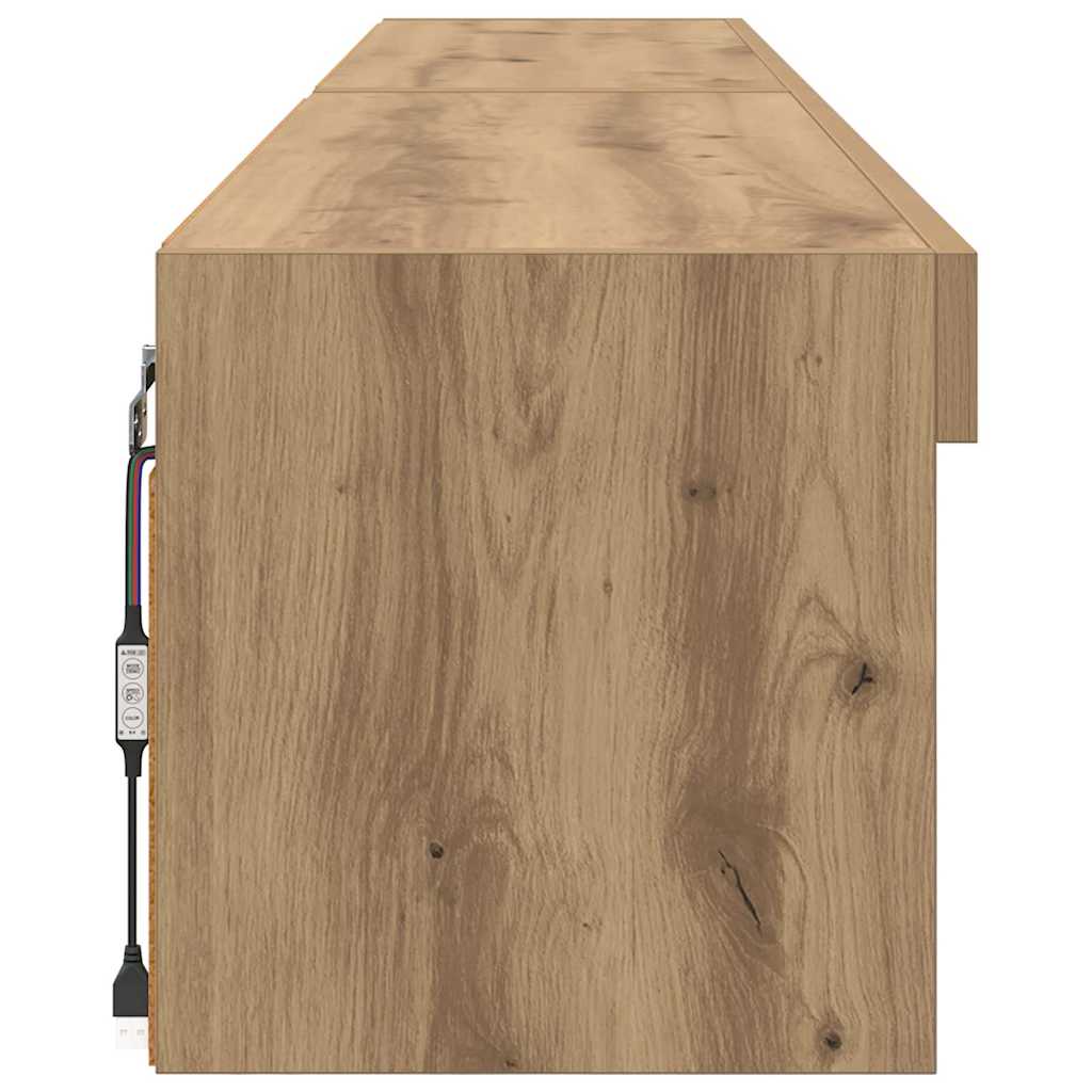 vidaXL TV-Schrankset mit LED Wandmontiert Artisan-Eiche Holzwerkstoff