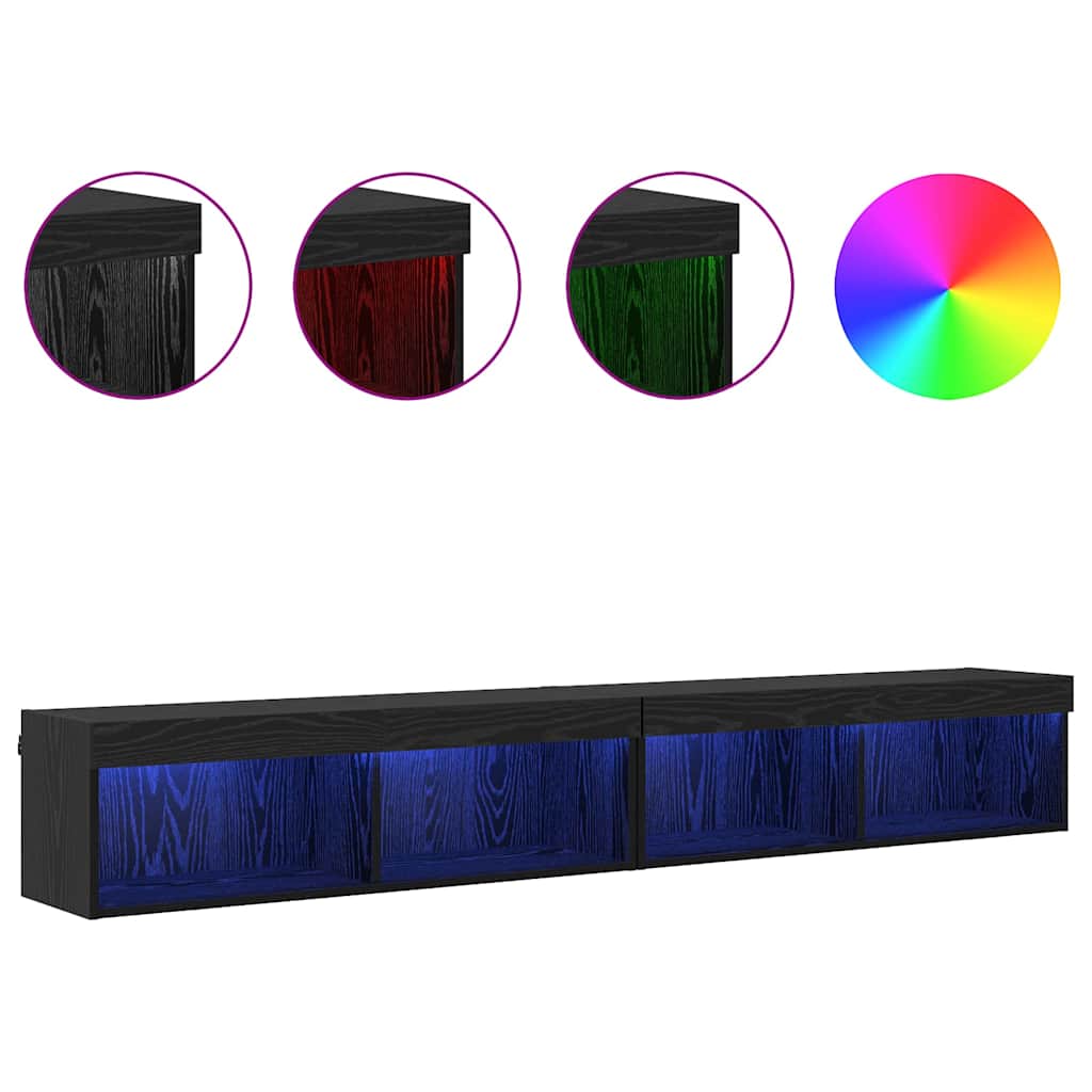 vidaXL TV-Schrankset mit LED Schwarz Eichen-Optik Holzwerkstoff
