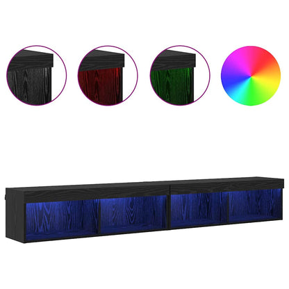 vidaXL TV-Schrankset mit LED Schwarz Eichen-Optik Holzwerkstoff