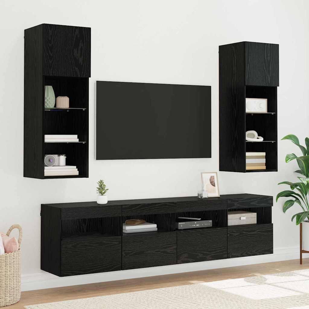 vidaXL TV-Wandregale 2 pcs Schwarz Eichen-Optik 40 x 30 x 40 cm
