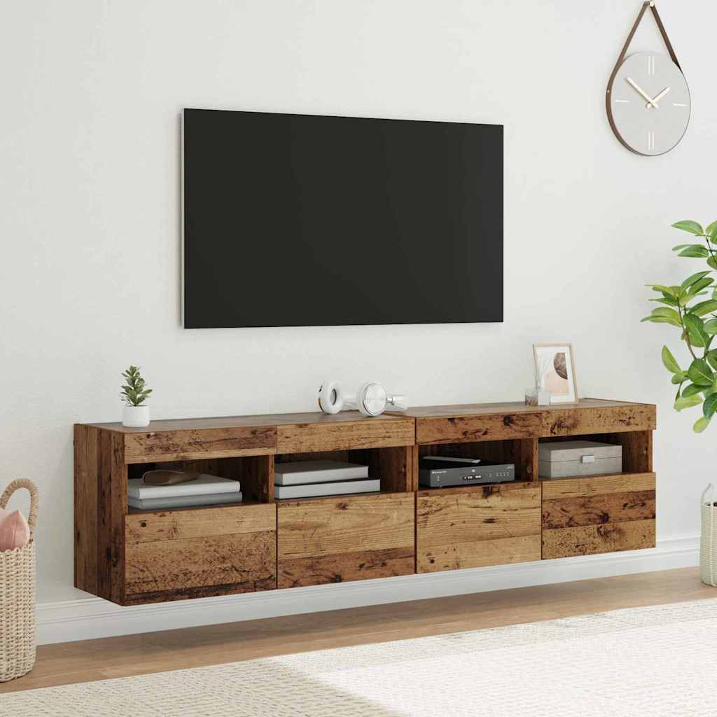 vidaXL TV-Wandregale 2 pcs Altholz 80 x 30 x 40 cm Holzwerkstoff