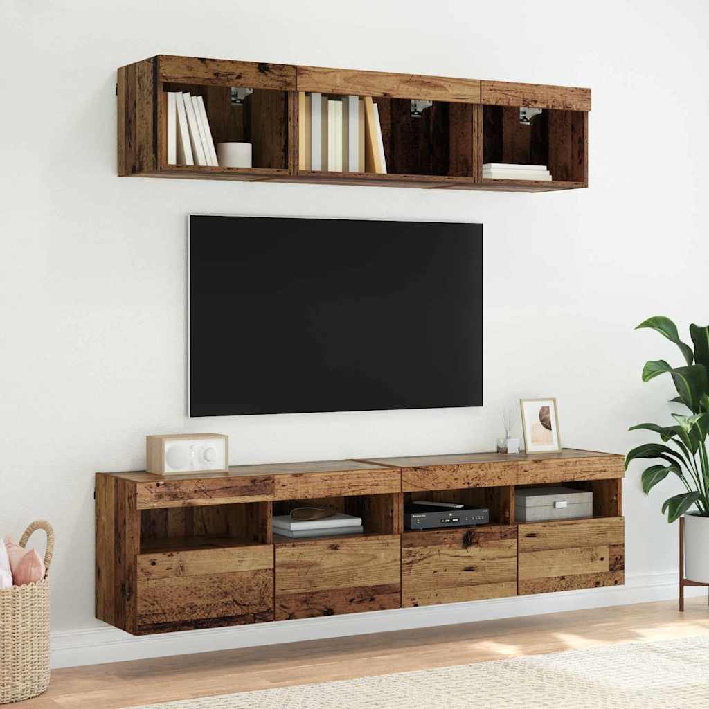 vidaXL TV-Wandregale 2 pcs Altholz 80 x 30 x 40 cm Holzwerkstoff