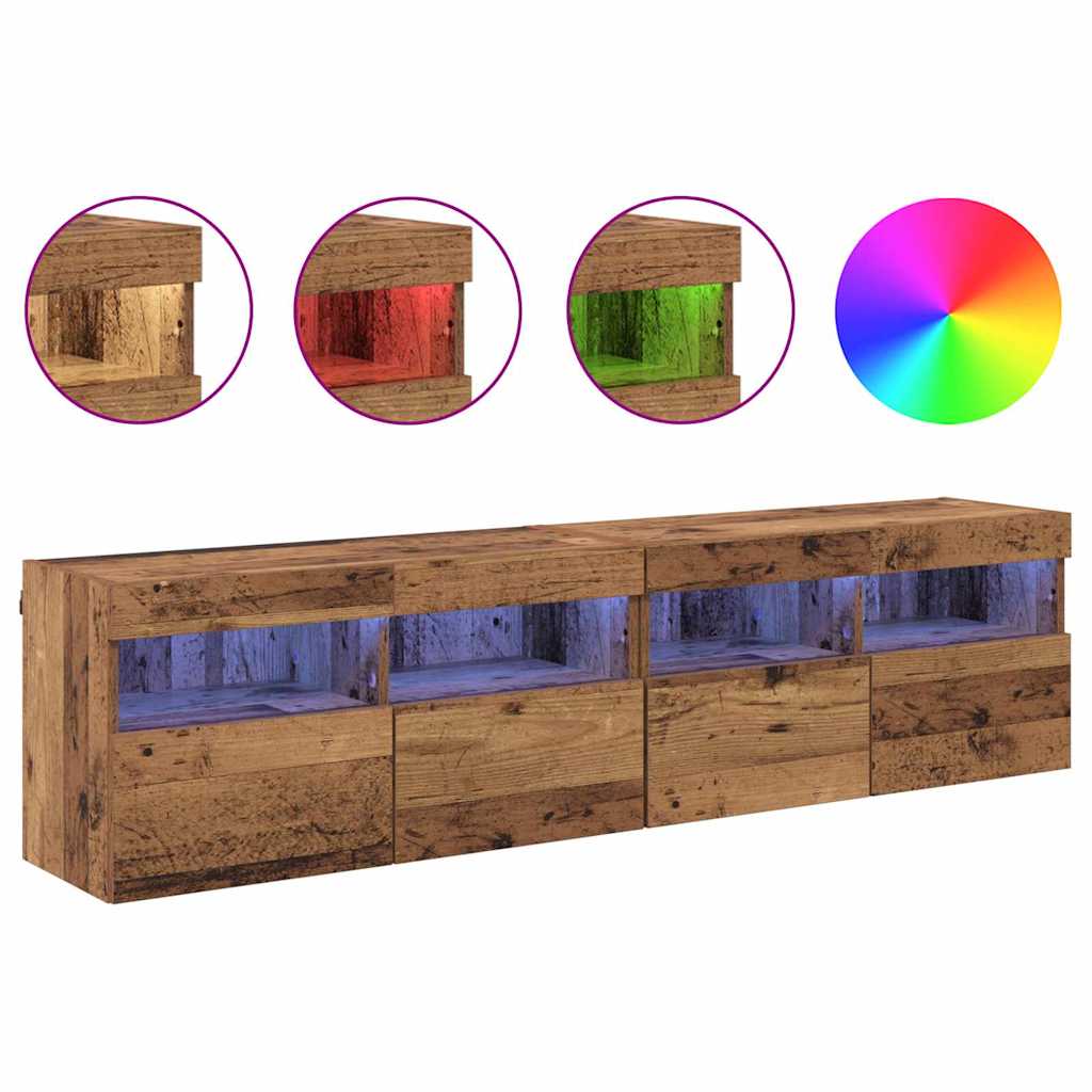 vidaXL TV-Wandregale 2 pcs Altholz 80 x 30 x 40 cm Holzwerkstoff