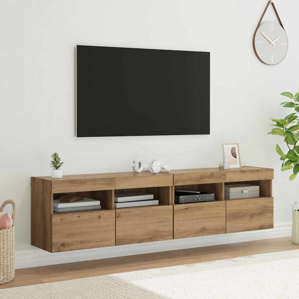 vidaXL TV-Wandregale 2 pcs Artisan-Eiche 80 x 30 x 40 cm Holzwerkstoff