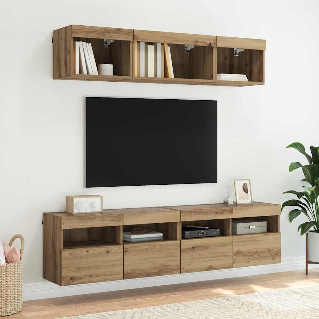 vidaXL TV-Wandregale 2 pcs Artisan-Eiche 80 x 30 x 40 cm Holzwerkstoff